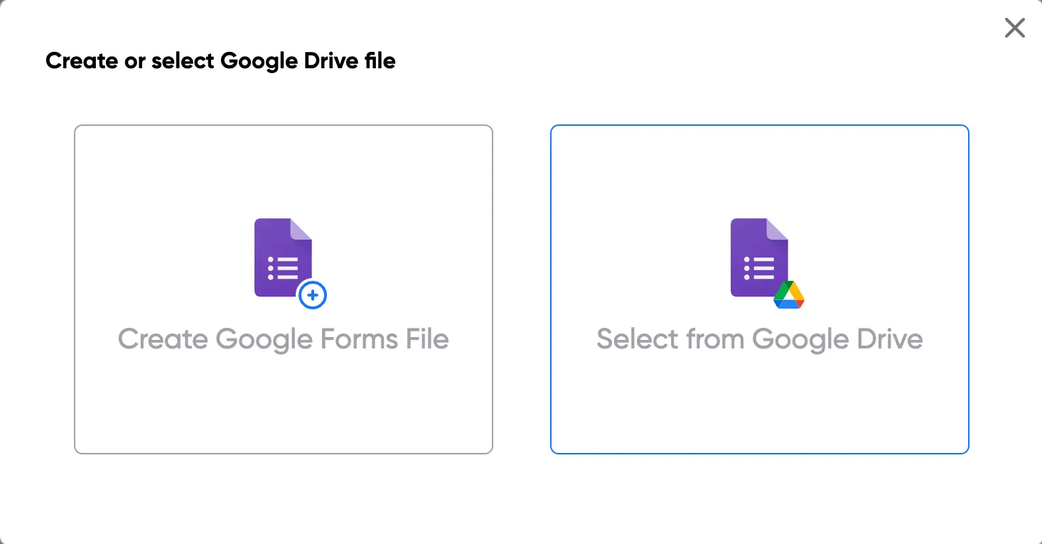 Create or select a Google Form in Portant